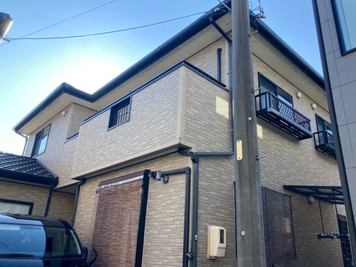 【スーパーセランフレックス】岡崎市|明るいベージュから落ち着きのあるブラウンへ施工前|刈谷市・豊明市の外壁塗装 愛知建装